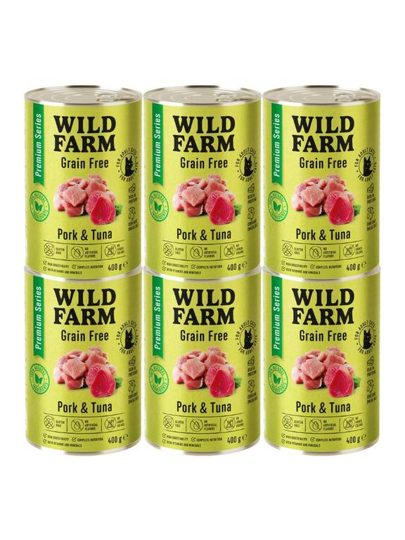 WILD FARM Premium Grain Free Pork and Tuna 6x400g  - bezzbożowa karma dla kota