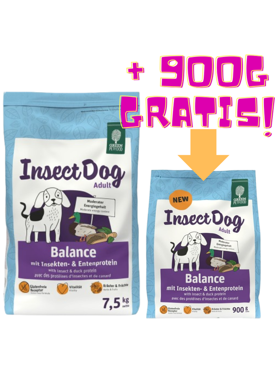 GREEN PETFOOD InsectDog Balance 7,5kg + GREEN PETFOOD InsectDog Balance 900g GRATIS!!