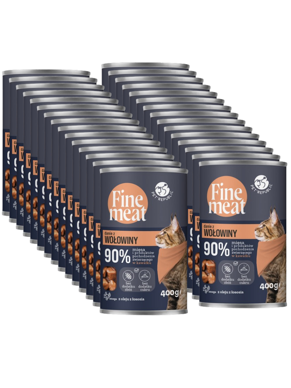 PetRepublic Fine Meat danie z wołowiny 30x400g dla kota