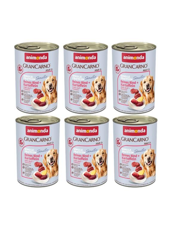 ANIMONDA GranCarno Sensitiv  Adult Dog smak: Wołowina, Ziemniaki 6x400g