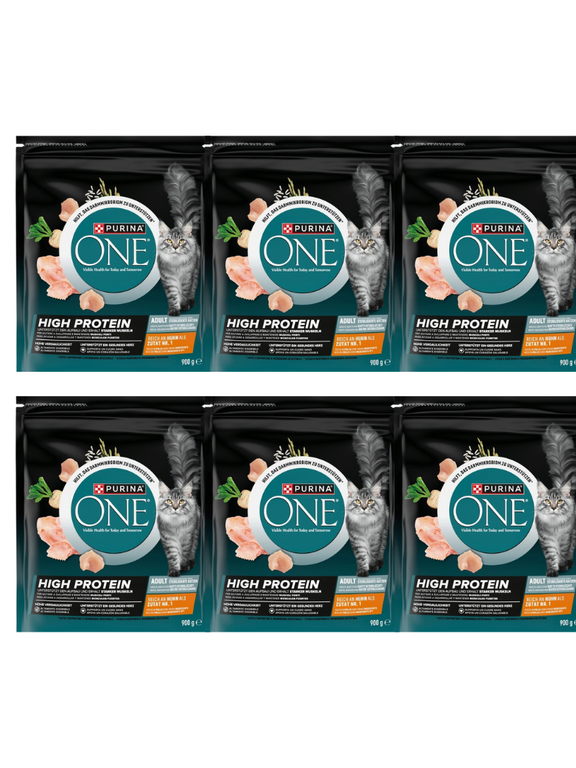 Purina ONE High Protein Karma Dla Dorosłych Kotów Bogata w Kurczaka 6x900g