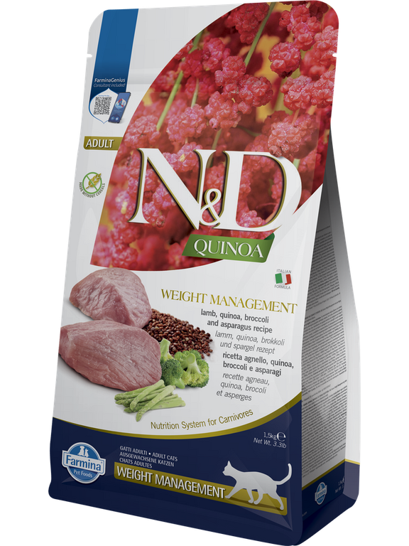 Farmina N&D Quinoa feline WEIGHT MANAGEMENT LAMB 1,5kg
