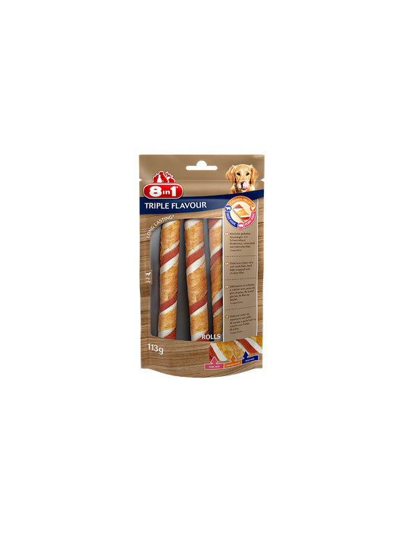 8in1 Przysmak TRIPLE FLAVOUR rolls - mięsna rolada 113g