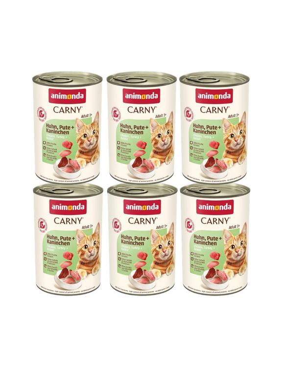 ANIMONDA Cat Carny Adult smak: wołowina, indyk i królik 6x400g