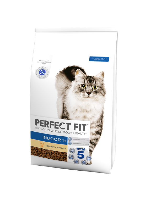 Perfect Fit™ - sucha karma pełnoporcjowa dla dorosłych kotów niewychodzących, bogata w kurczaka 7kg