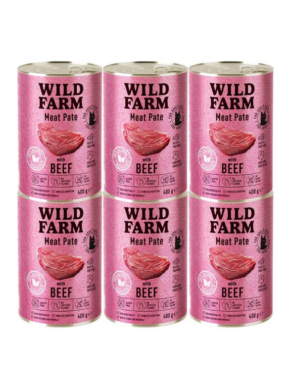 WILD FARM Pate with Beef 6x400g - bezglutenowa karma dla kota