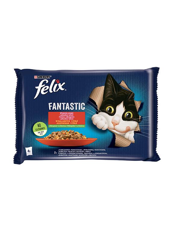 FELIX Fantastic w galaretce z kurczakiem i wołowiną 4x85g