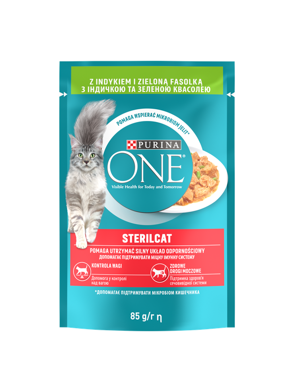Purina One Sterilcat z indykiem i zieloną fasolką 85g