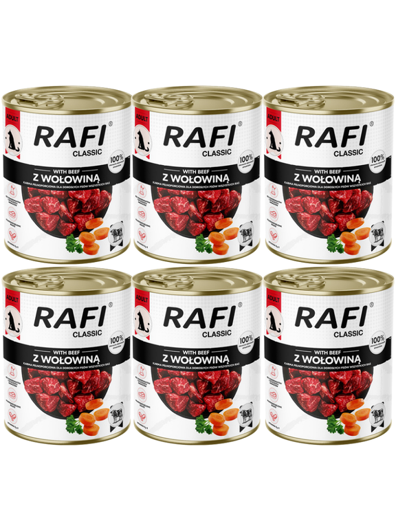 DOLINA NOTECI Mokra karma dla psa Rafi Classic z wołowiną 6x800g