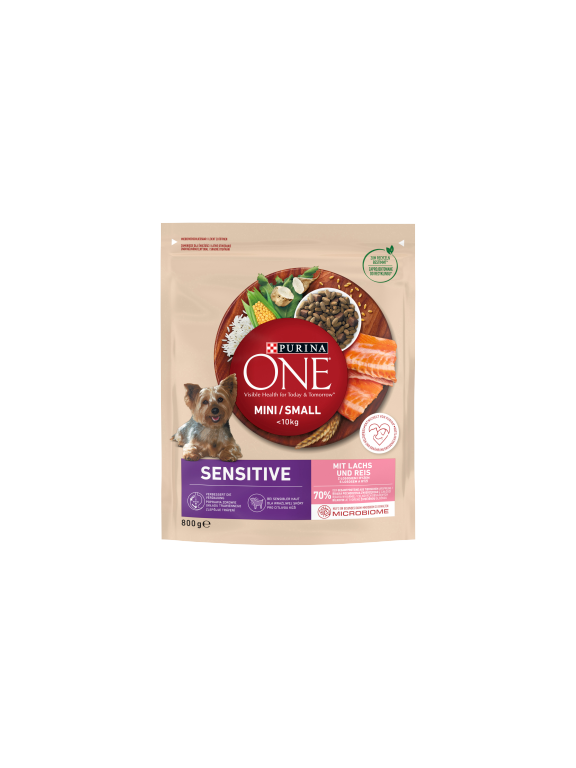 PURINA ONE Mini/Small Sensitive Łosoś, ryż - sucha karma dla psa - 800 g