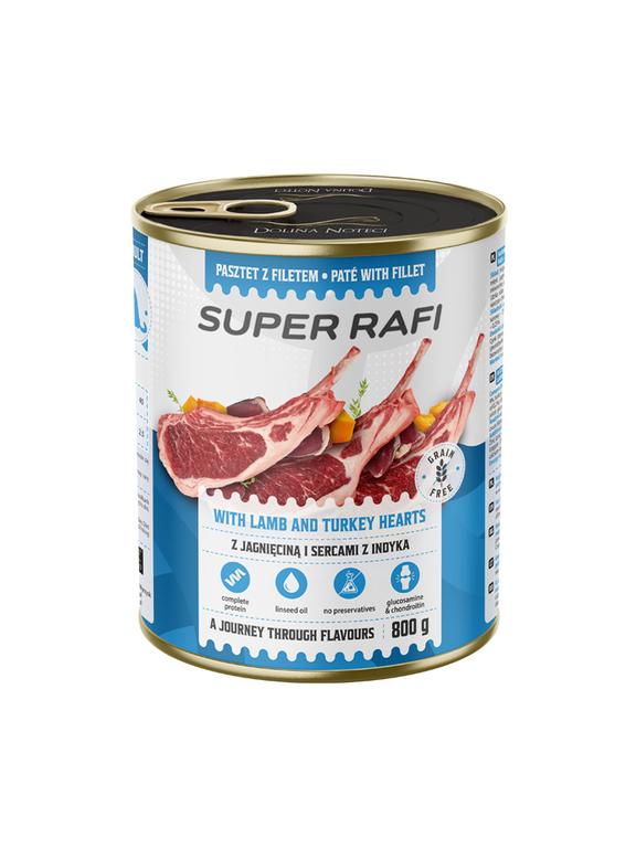 DOLINA NOTECI Super Rafi z jagnięciną i sercami indyka dla psa 800g