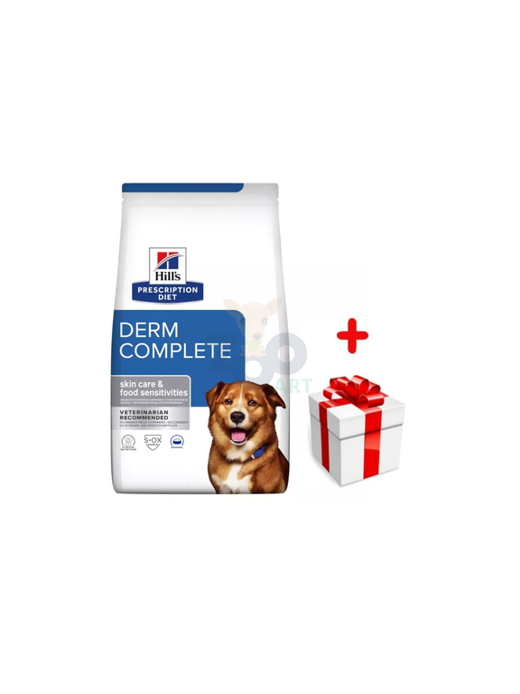 HILL'S PD Prescription Diet Canine Derm Complete 1,5kg + niespodzianka dla psa GRATIS!