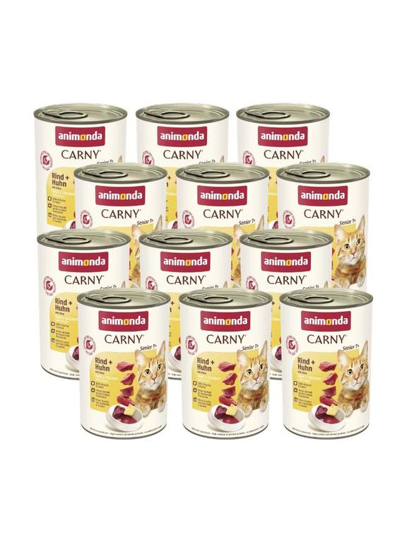 ANIMONDA Cat Carny Senior smak: Wołowina, kurczak, ser  12x400g