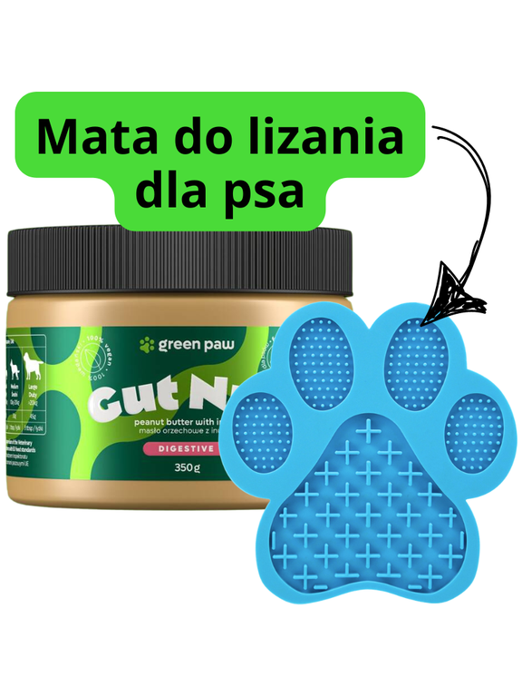 Green Paw Gut Nuts 350g - Masło orzechowe z inuliną dla psów (Human Grade) + Mata do lizania dla psa