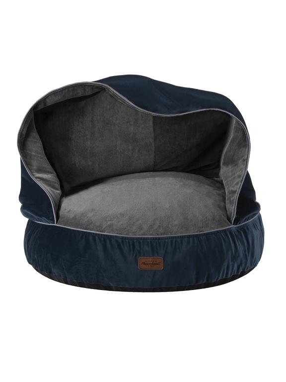 RECOBED pufa z kocykiem Welurowe szary/granat L Ø85cm