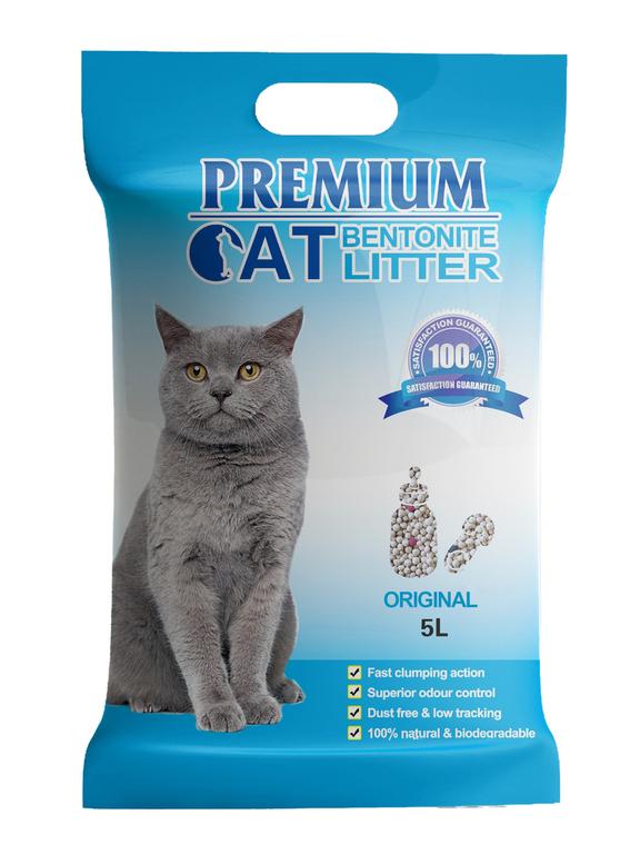 Premium Cat Żwirek Bentonitowy Zbrylający - Naturalny dla kota 5L