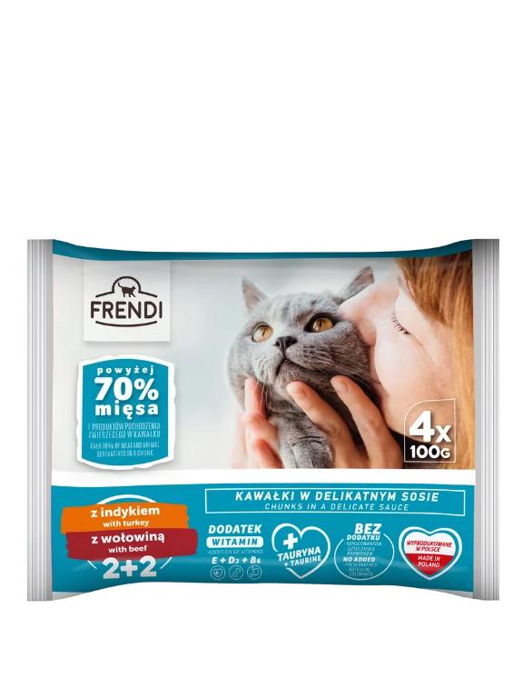 Frendi Flow Pack karma mokra dla kota indyk z wołowiną 4x100g