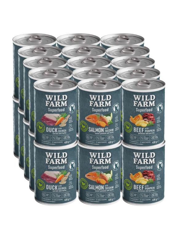 WILD FARM Superfood Mix Smaków 30x400g bezzbożowa karma dla psa