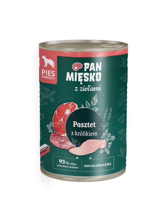 PAN MIĘSKO z Ziołami Pasztet z królikiem karma mokra dla psa 400g