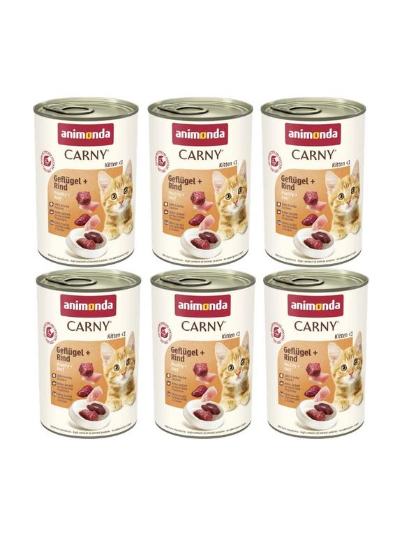 ANIMONDA Cat Carny Kitten smak: wołowina, drób 6x400g