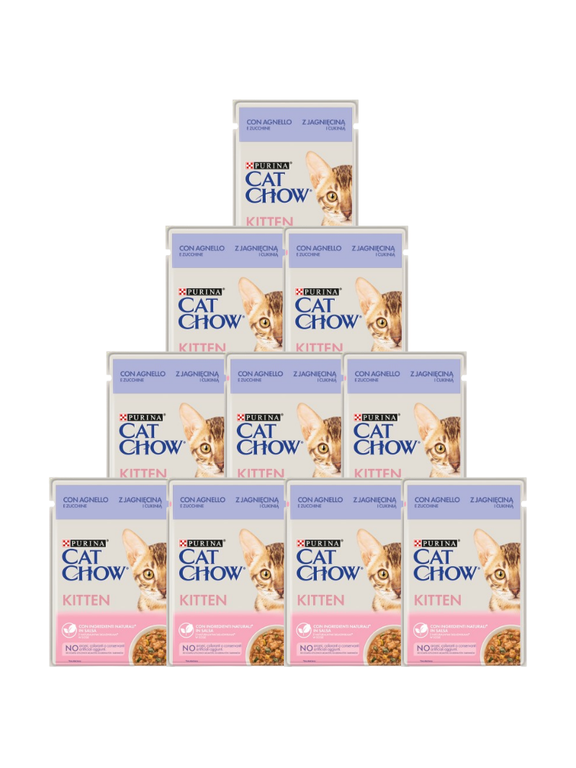 CAT CHOW Kitten Karma dla kociąt z jagnięciną i cukinią w sosie 10x85g