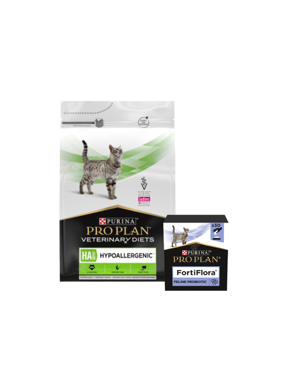 PURINA Veterinary PVD HA Hypoallergenic Cat 3,5kg + PRO PLAN FortiFlora Suplement probiotyczny dla kota 30 x 1 g