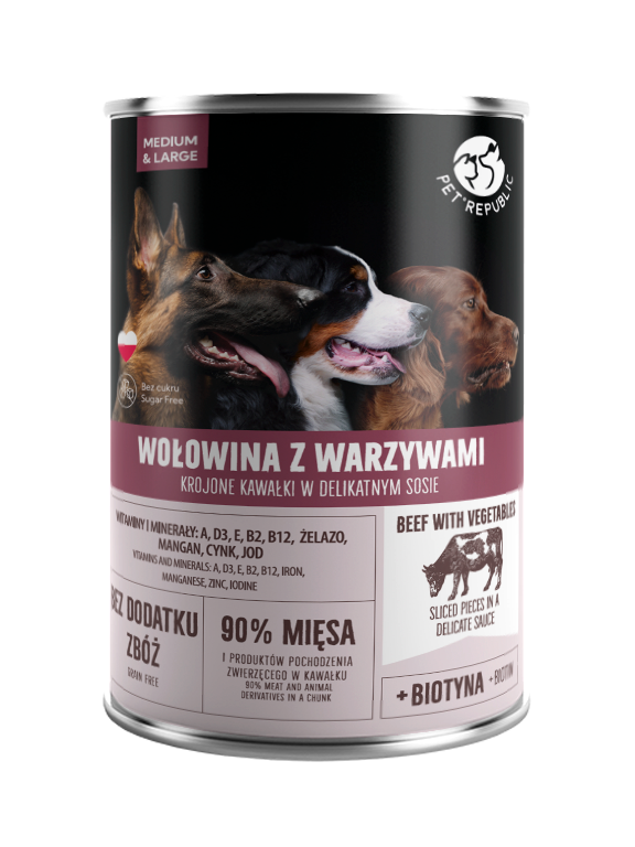 PetRepublic kawałki w sosie z wołowiną i warzywami 1250g