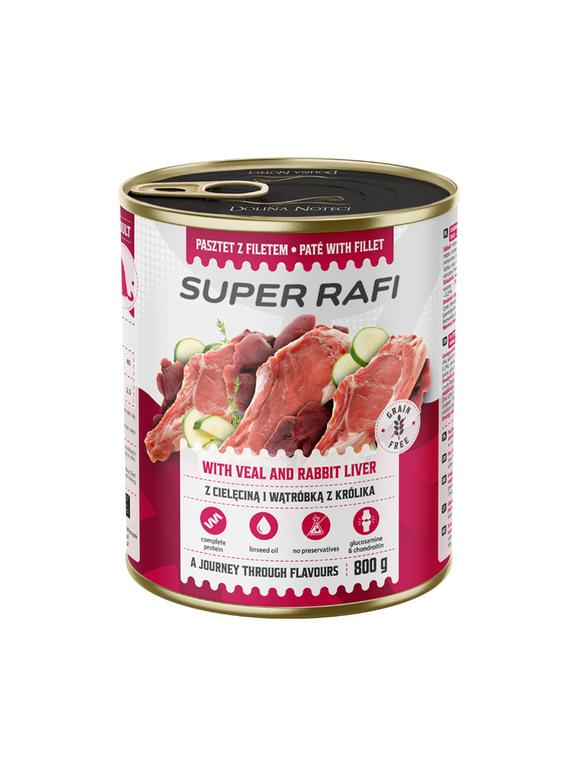 DOLINA NOTECI Super Rafi z cielęciną i wątróbką z królika dla psa 800g
