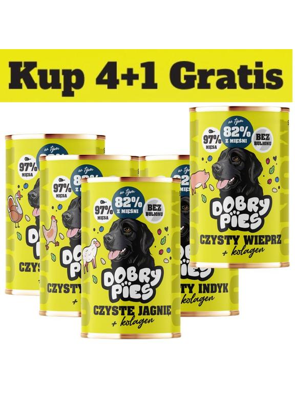 Dobry Pies Mono Mix Smaków z kolagenem 5x400g