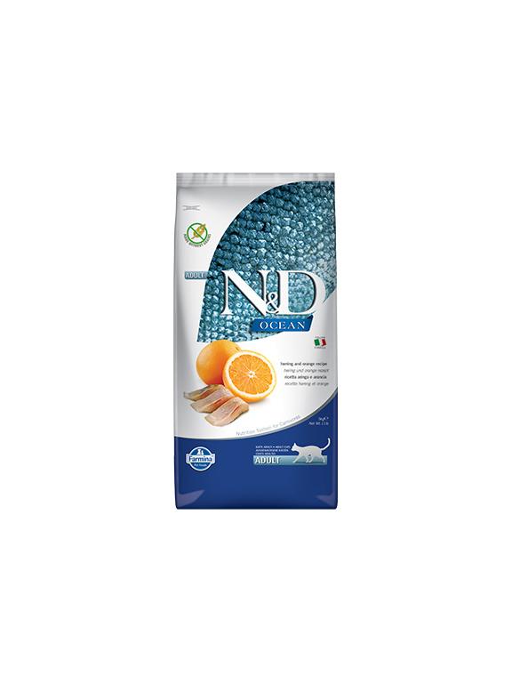 Farmina N&D Ocean feline HERRING & ORANGE ADULT 5kg/Opakowanie uszkodzone (9666)!!!