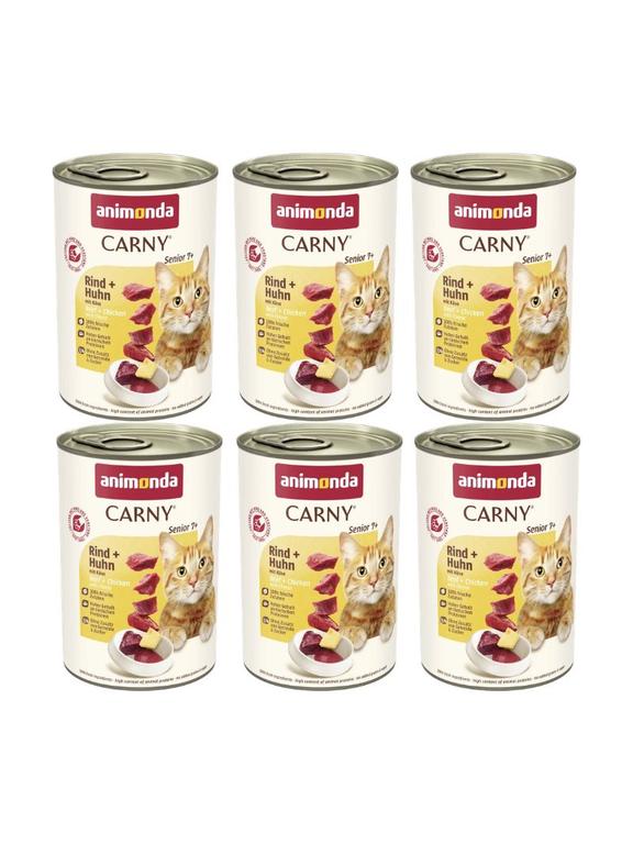 ANIMONDA Cat Carny Senior smak: Wołowina, kurczak, ser  6x400g