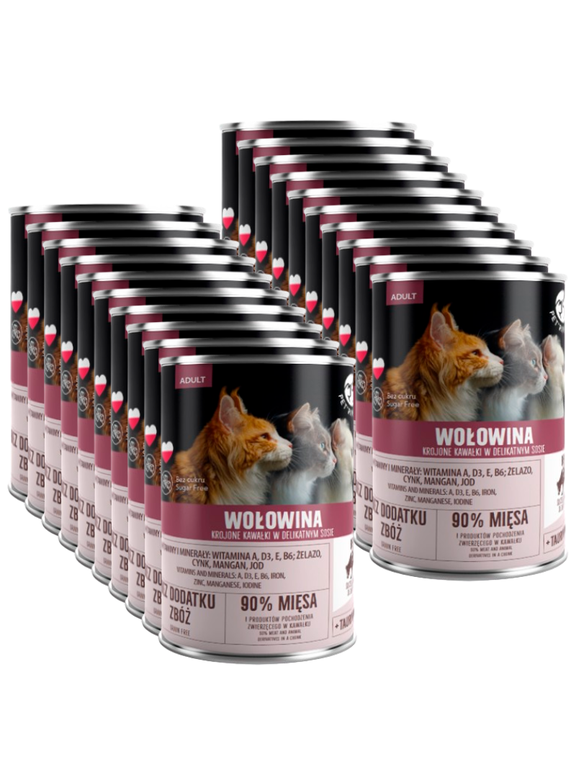PetRepublic kawałki w sosie z wołowiną 20x400g dla kota