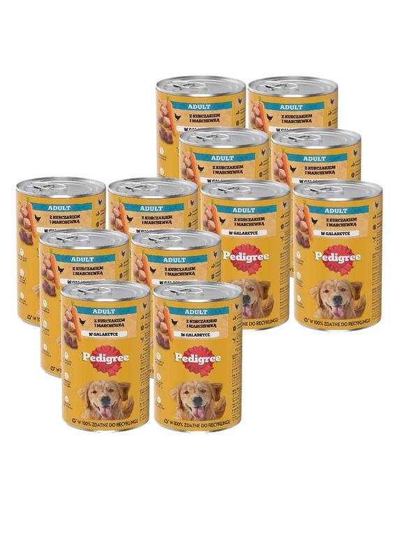 PEDIGREE Adult puszka 12x1200g - mokra karma pełnoporcjowa dla dorosłych psów, z kurczakiem w galaretce
