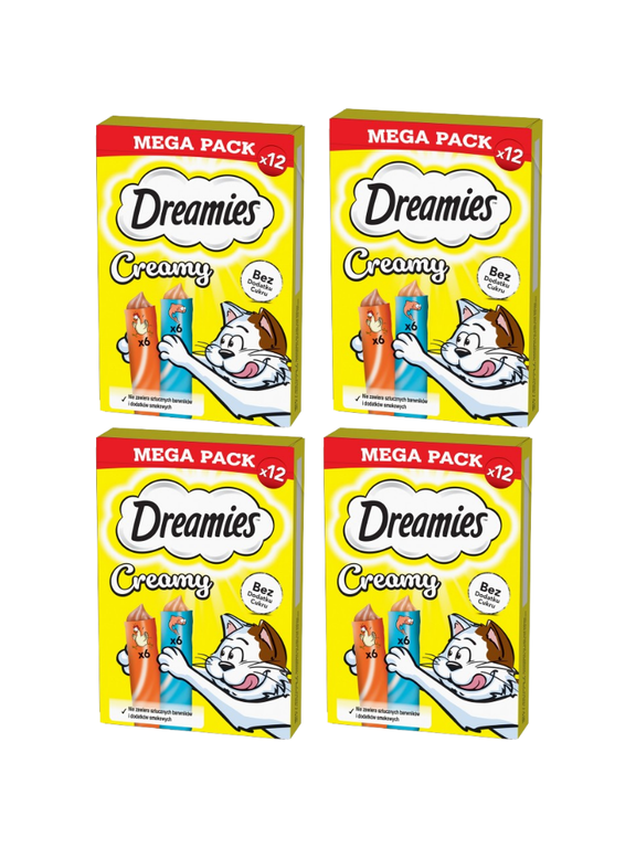 DREAMIES Creamy z kurczakiem i z łososiem 4x(12x10g)