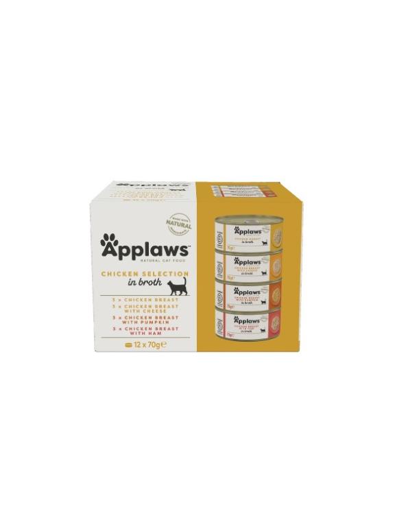 Applaws Multipack Puszki w bulionie dla kota Chicken selection 12x70g PUSZKA