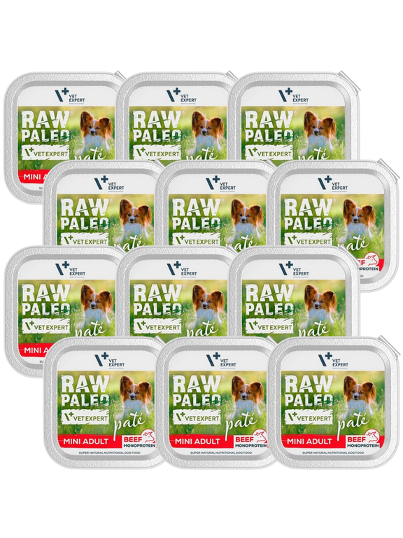 Vetexpert Raw Paleo Pate Mini Adult Beef 12x150g - wołowina tacka