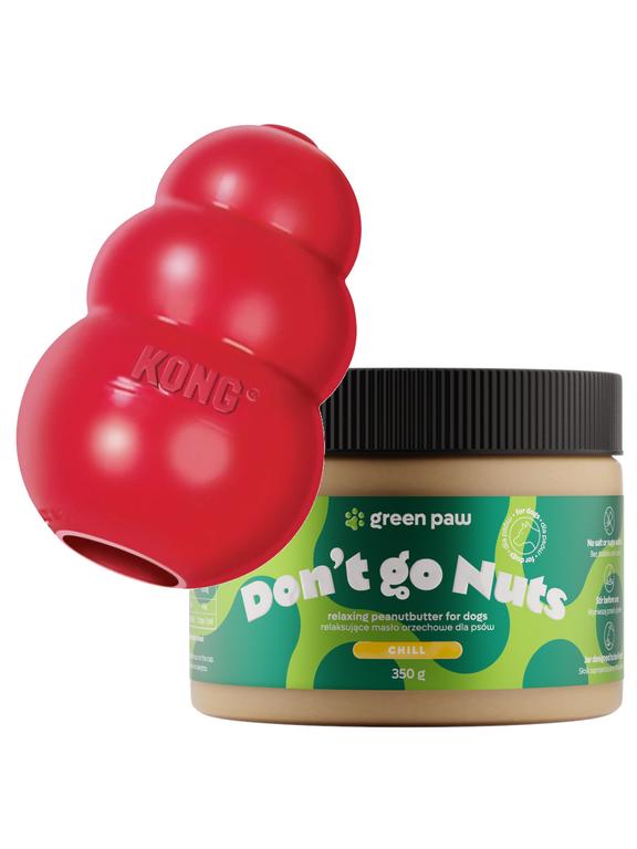 KONG Classic L + Green Paw Don’t go Nuts 350g - Masło orzechowe z CBD dla psów (Human Grade)