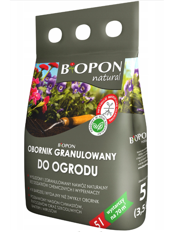 BIOPON NATURAL obornik granulowany do ogrodu 5L