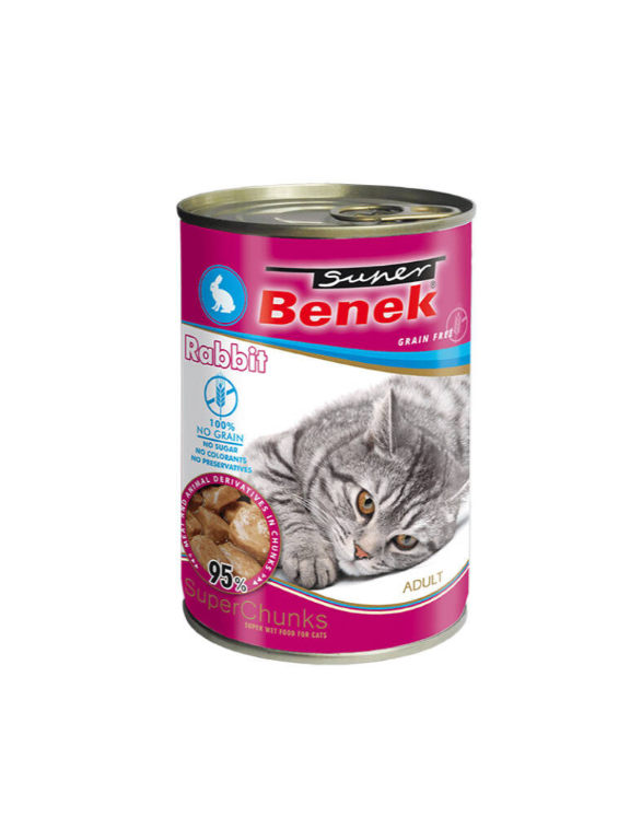 Super Benek KOT bezzbożowe kąski z królikiem w sosie 415g