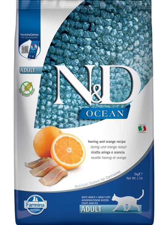 Farmina N&D Ocean feline HERRING & ORANGE ADULT 5kg