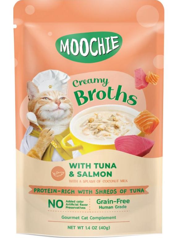MOOCHIE Creamy Broths With Tuna & Salmon Grain-Free 40g Kremowy bulion z tuńczykiem i łososiem