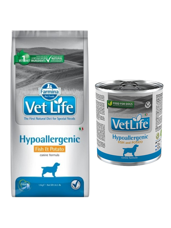 FARMINA Vet Life Dog Hypoallergenic Fish & Potato 12kg + Puszka Hypoallergenic Fish & Potato 300g