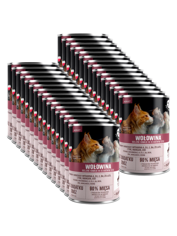 PetRepublic kawałki w sosie z wołowiną 30x400g dla kota