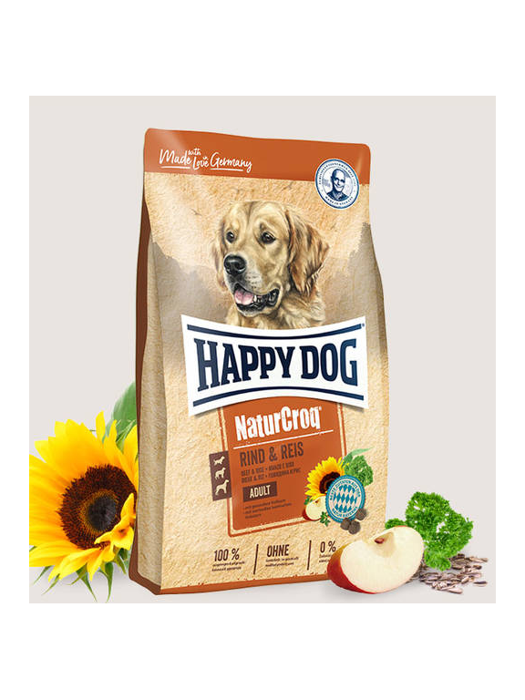 HAPPY DOG Natur- Croq wołowina i ryż 15kg