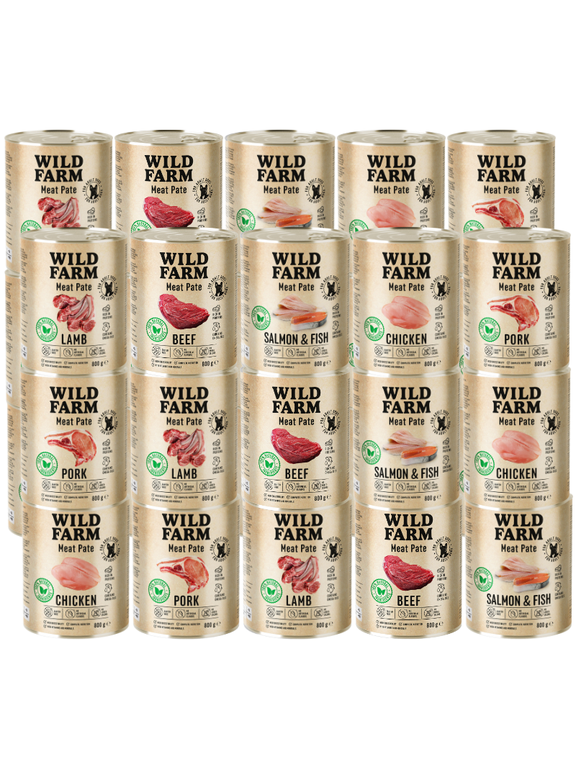 WILD FARM Pate Mix Smaków 30x800g bezglutenowa karma dla psa
