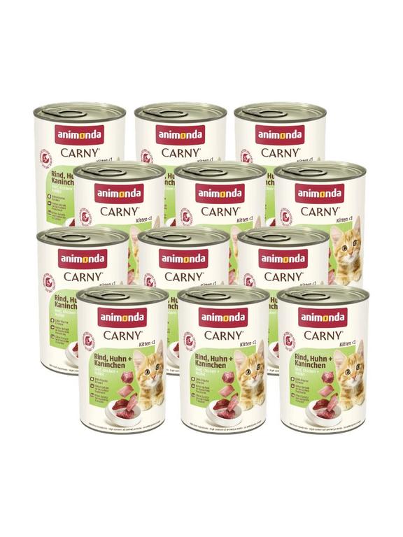 ANIMONDA Carny Kitten smak: wołowina, kurczak i królik 12x400g