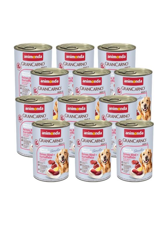 ANIMONDA GranCarno Sensitiv  Adult Dog smak: Wołowina, Ziemniaki 12x400g