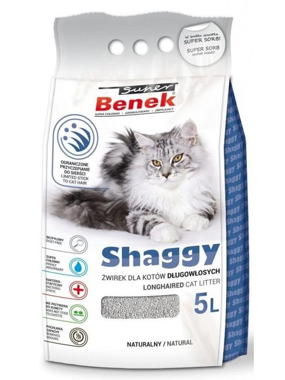 SUPER BENEK Żwirek Shaggy - Żwirek dla kotów długowłosych  5L