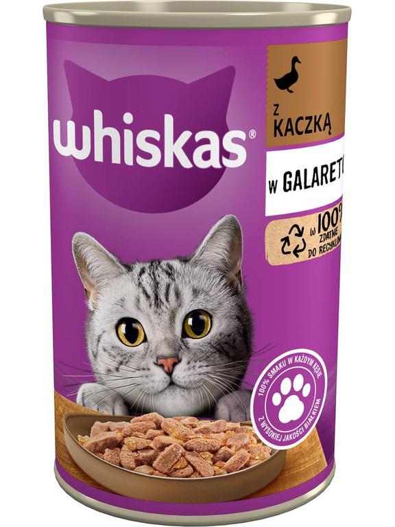 WHISKAS Adult puszka 400 g - mokra karma dla dorosłego kota, kawałki z kaczką w galaretce