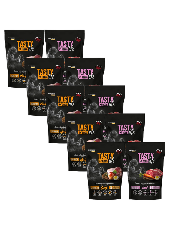 Tasty Dogs Life Junior Danie Mix Smaków w galaretce 10x500g